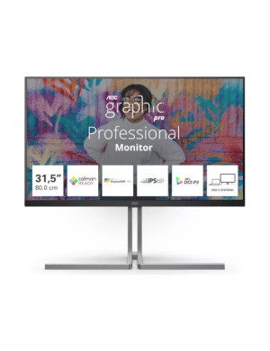 Monitor LED AOC U32U3CV, 31.5" UHD, IPS, 4 ms, 60 Hz, Black/Silver
