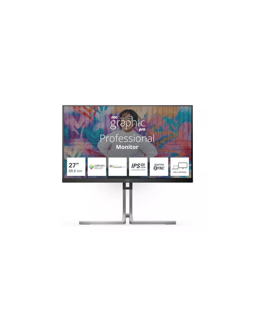 Monitor LED AOC Q27U3CV, 27" QHD, IPS, 75 Hz, 4ms, Black