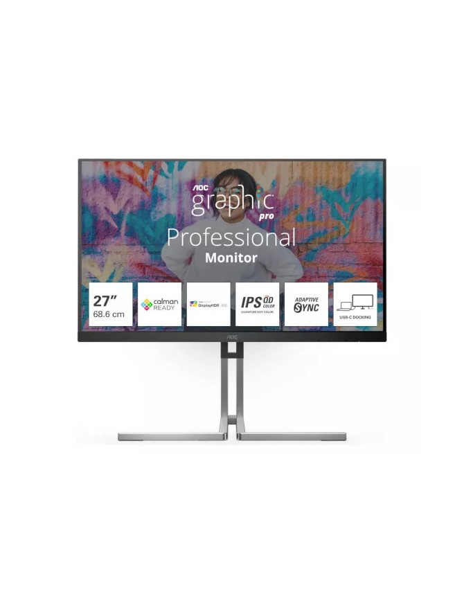 Monitor LED AOC Q27U3CV, 27" QHD, IPS, 75 Hz, 4ms, Black