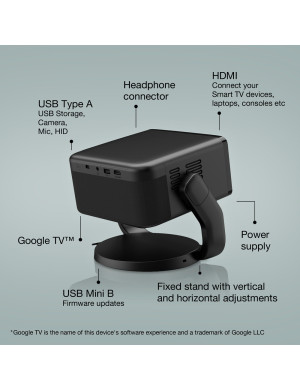 Mini videoproiector EPSON EF-22B, Full HD 1080p, 1000 lumeni, Google TV, Black