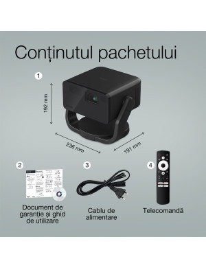Mini videoproiector EPSON EF-22B, Full HD 1080p, 1000 lumeni, Google TV, Black