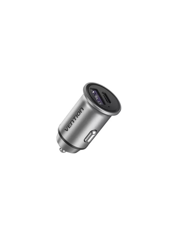 Incarcator auto VENTION FFFH0, 1 x USB Type-C, 1 x USB, 30W, Gray