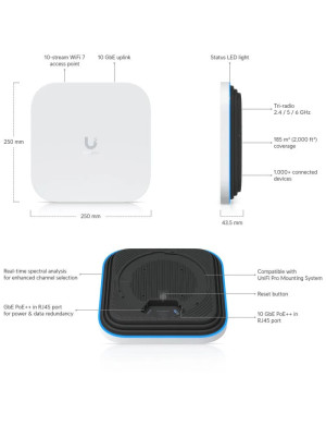 Acces Point UBIQUITI E7-EU 2.4-6GHz, 802.11 a/b/g/n/ac/ax/be + 802.3 bt, Tri-Band, Wi-Fi 7