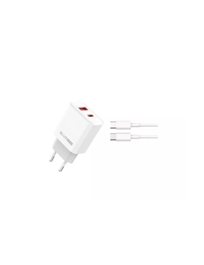 Incarcator retea BLUE POWER BPCE12C, 20W, 1 x USB-A, 1 x USB-C - Cablu USB-C, White
