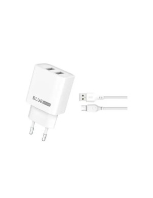 Incarcator retea BLUE POWER BPCE02M, 10.5W, 2 x USB-A - Cablu microUSB, White