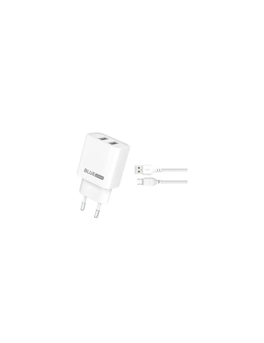 Incarcator retea BLUE POWER BPCE02M, 10.5W, 2 x USB-A - Cablu microUSB, White