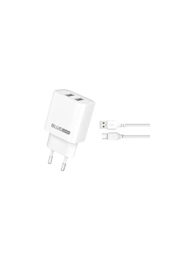 Incarcator retea BLUE POWER BPCE02M, 10.5W, 2 x USB-A - Cablu microUSB, White