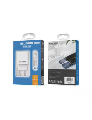 Incarcator retea BLUE POWER BPCE02M, 10.5W, 2 x USB-A - Cablu microUSB, White