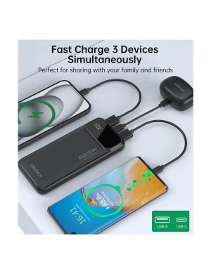 PowerBank CHOETECH B728, 10000 mAh, 22.5W, 2 x USB-A, 1 x USB-C, Black