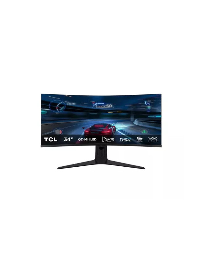 Monitor Gaming LED Curbat TCL 34R83Q, 34" UWQHD, 1ms, 170 Hz, White/Black