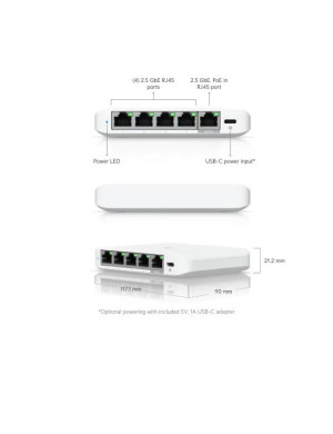 Switch UBIQUITI UniFi cu 5 porturi 2.5G, managed, carcasa plastic - USW-Flex-2.5G-5