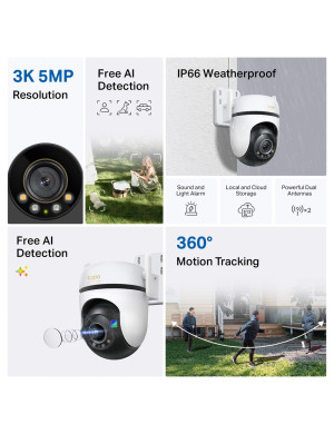 TP-Link TAPO C530WS camere video de supraveghere Tip turelă IP cameră securitate Exterior 2880 x 1620 Pixel De perete