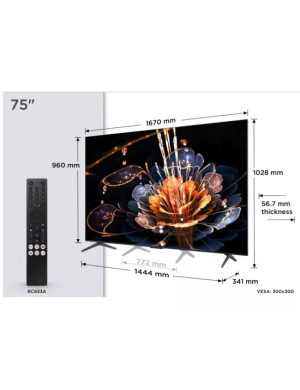 Televizor Mini LED SMART TCL 75C61KS, 4K Ultra HD, 190cm, Negru