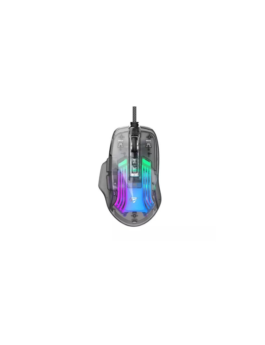 Mouse gaming cu fir HAVIT MS1011SE, 7200 DPI, RGB, Transparent Black