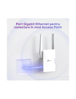 Range Extender Wireless TP-LINK Wi-Fi 6 RE505X, 802.11a/n/ac/ax, 1200 Mbps, Alb